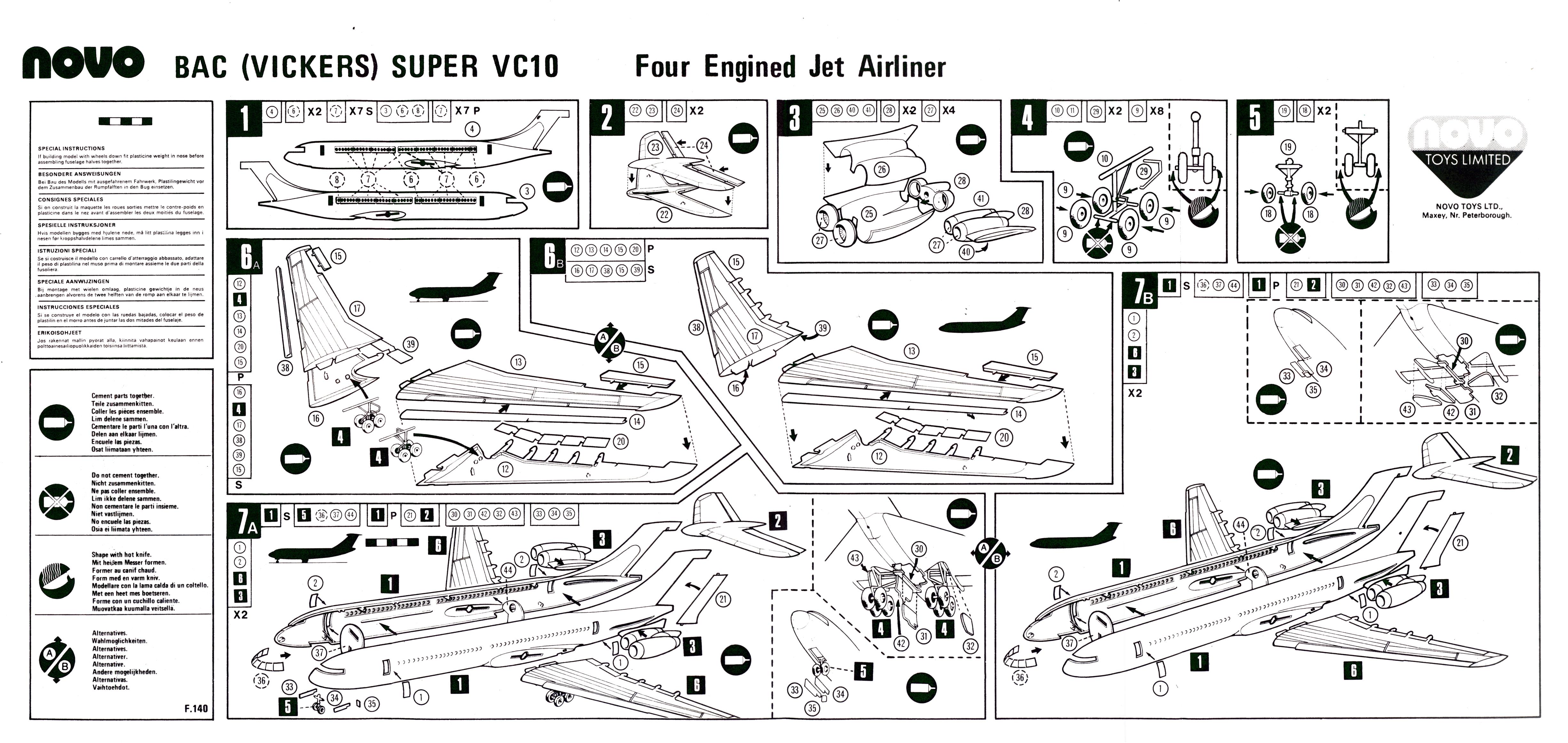Инструкция по сборке FROG F140 Super VC10 - Jet Airliner, IMA Ltd, 1964